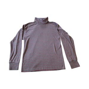 VTG Currants Striped Turtleneck Top Red‎ Gray Long Sleeve Knit Pullover Classic